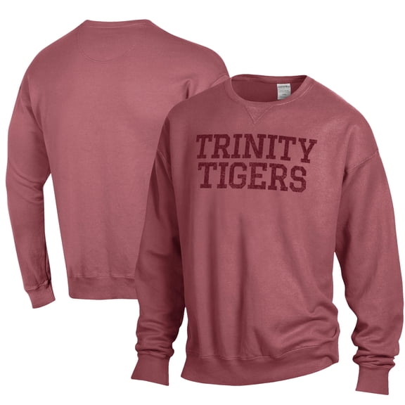 Men's ComfortWash Red Trinity Tigers Stack Garment Dyed Crewneck Pullover Sweatshirt