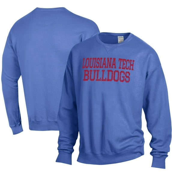 Men's ComfortWash Royal Louisiana Tech Bulldogs Stack Garment Dyed Crewneck Pullover Sweatshirt