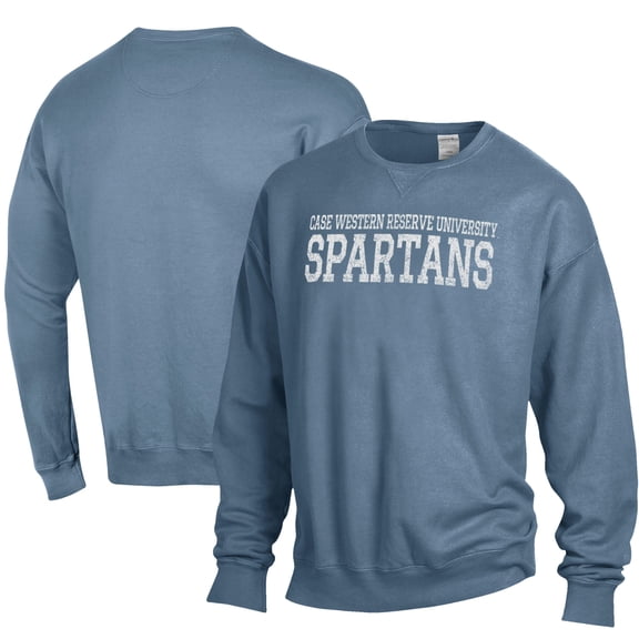 Men's ComfortWash Steel Blue Case Western Reserve University Stack Garment Dyed Crewneck Pullover Sweatshirt
