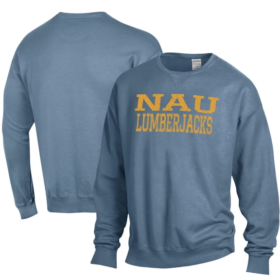 Men's ComfortWash Steel Blue Northern Arizona Lumberjacks Stack Garment Dyed Crewneck Pullover Sweatshirt