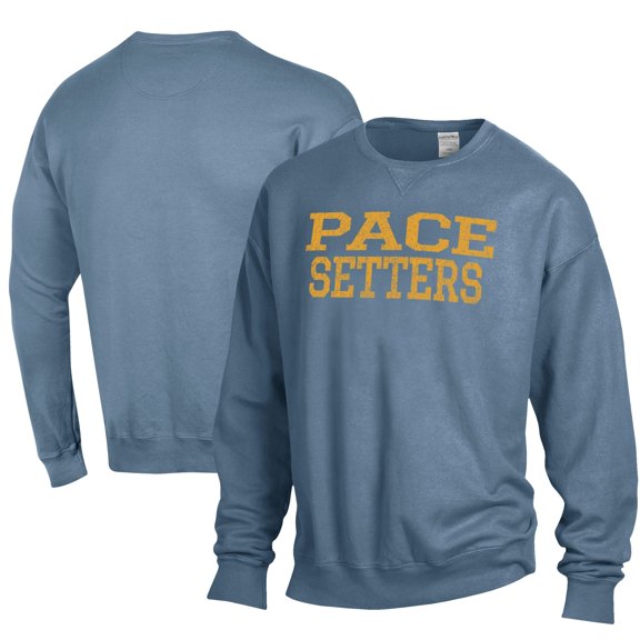 Men's ComfortWash Steel Blue Pace University Setters Stack Garment Dyed Crewneck Pullover Sweatshirt