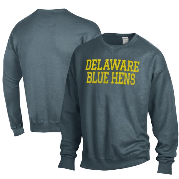 Men's ComfortWash Steel Delaware Fightin' Blue Hens Garment Dyed Fleece Crewneck Pullover Sweatshirt
