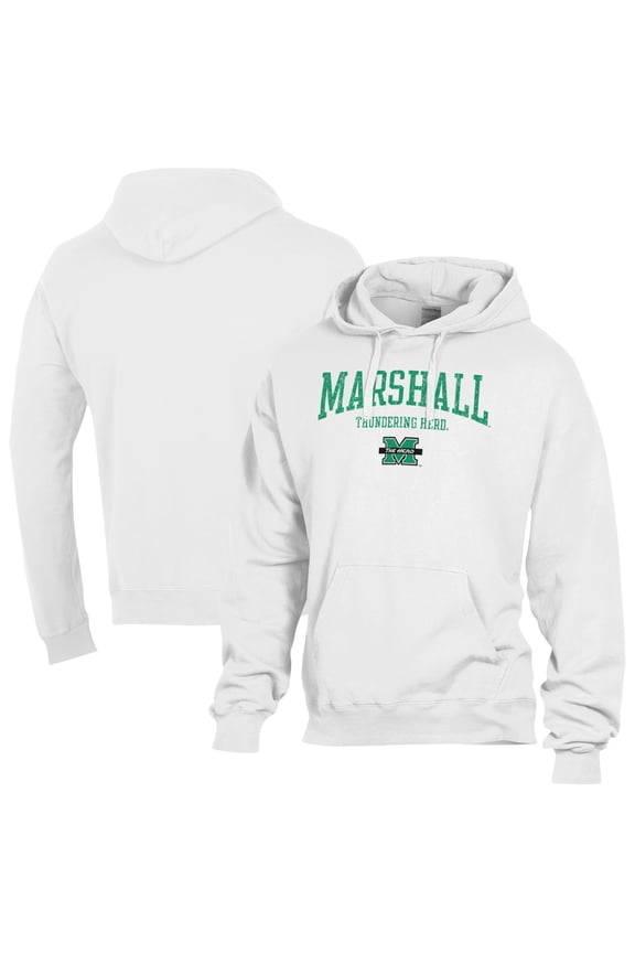 Men's ComfortWash  White Marshall Thundering Herd Fleece Hoodie