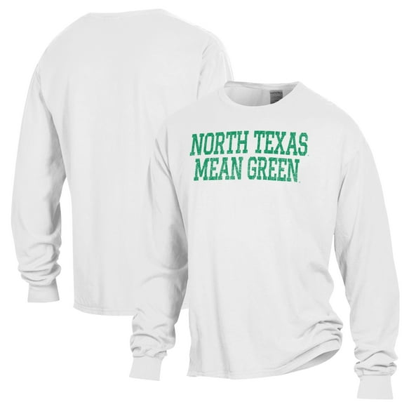 Men's ComfortWash White North Texas Mean Green Garment Dyed Long Sleeve T-Shirt