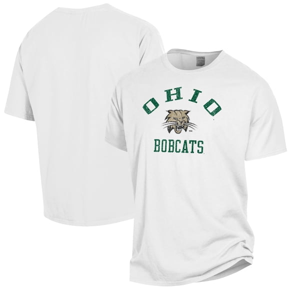 Men's ComfortWash White Ohio Bobcats Arch Logo Garment Dyed T-Shirt