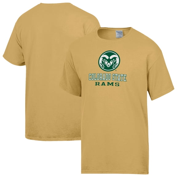 Men's ComfortWash Yellow Colorado State Rams Logo Over Stacked T-Shirt
