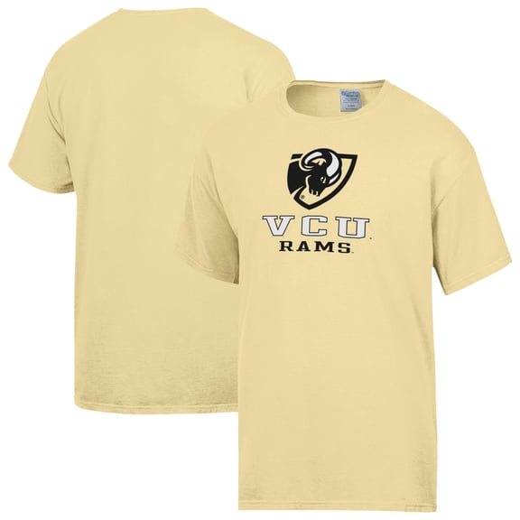 Men's ComfortWash Yellow VCU Rams Logo Over Stacked T-Shirt