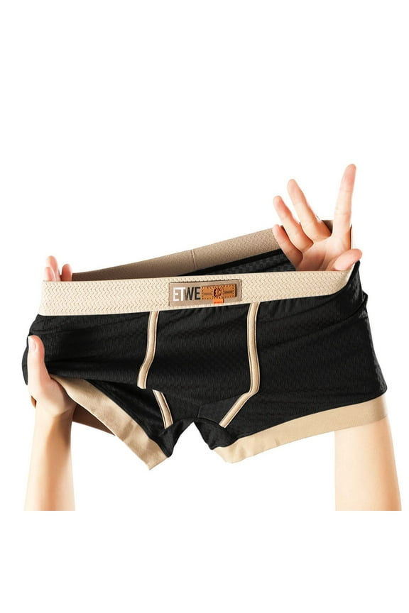 Men's Comfortable Boxer Briefs - Size M Black, 100% Polyester, Moisture Wicking, Breathable, Classic Design with Wide Waistband