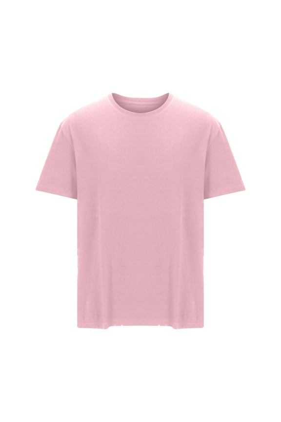 Men's Comfortable Cotton Crew Neck T-Shirts Casual Short Sleeve Regular-Fit Tops Plus Size Solid Pullover Tees