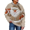 thumbnail image 1 of Men's Comfortable Long Sleeve Christmas Sweater with Santa Claus Pattern Crew Neck Basic Holiday Tee for Big and Tall Festive Casual Wear, 1 of 4