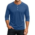 thumbnail image 1 of Men's Comfortable Raglan Tshirt Classic 3/4 Sleeve Henley Tops Fall Big and Tall Shirts Button Up Clothing, 1 of 7