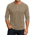 thumbnail image 1 of Men's Comfortable Raglan Tshirt Classic 3/4 Sleeve Henley Tops Fall Big and Tall Shirts Button Up Clothing, 1 of 7