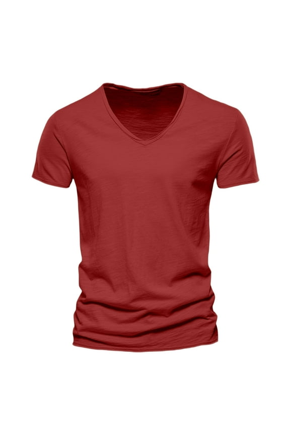 Men's Comfortable Stretch V-Neck T-Shirt Soft Breathable Casual Tee for Everyday Wear Loose Fit Summer Top
