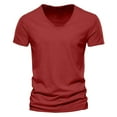 thumbnail image 1 of Men's Comfortable V-Neck T-Shirt Soft Stretchable Blend Casual Loose Fit Tee for Spring Summer Daily Wear, 1 of 5