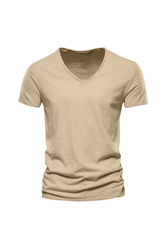 Men's Comfortable V-Neck T-Shirt Soft Stretchable Blend Casual Loose Fit Tee for Spring Summer Daily Wear