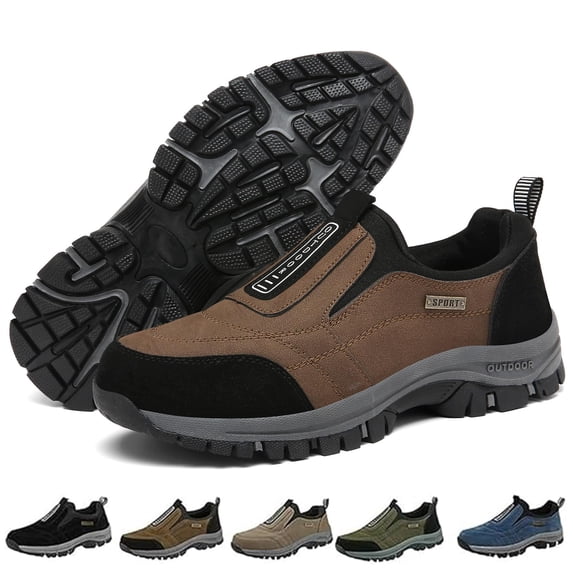 Men's Comfortable Waterproof Orthopedic Walking Shoes - Slip On Hiking Shoes for Men
