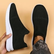 Men's Comfy Breathable Woven Knit Slip On Sock Shoes, Casual Sneakers For Men's Outdoor Activities