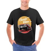 Men's Comfy Short Sleeve Crew Neck Tee -Classic Vibes Lowrider Retro Summer Classic 4 T-shirt for It can be worn in all four seasons