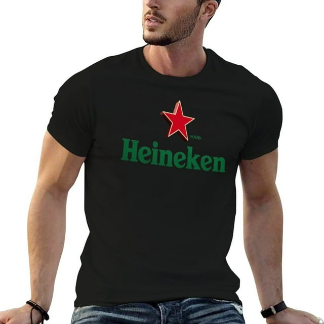 Men's Comfy Short Sleeve Crew Neck Tee -Heineken Beer Print 4 T-shirt for It can be worn in all four seasons