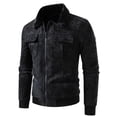 thumbnail image 1 of Men's Commuter Casual Fall Winter New Thick Faux Fur Collar Jacket, Plush Lining Warm Coat, Stylish Outerwear for Men, 1 of 8