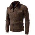 thumbnail image 1 of Men's Commuter Casual Fall Winter New Thick Faux Fur Collar Jacket, Plush Lining Warm Coat, Stylish Outerwear for Men, 1 of 9