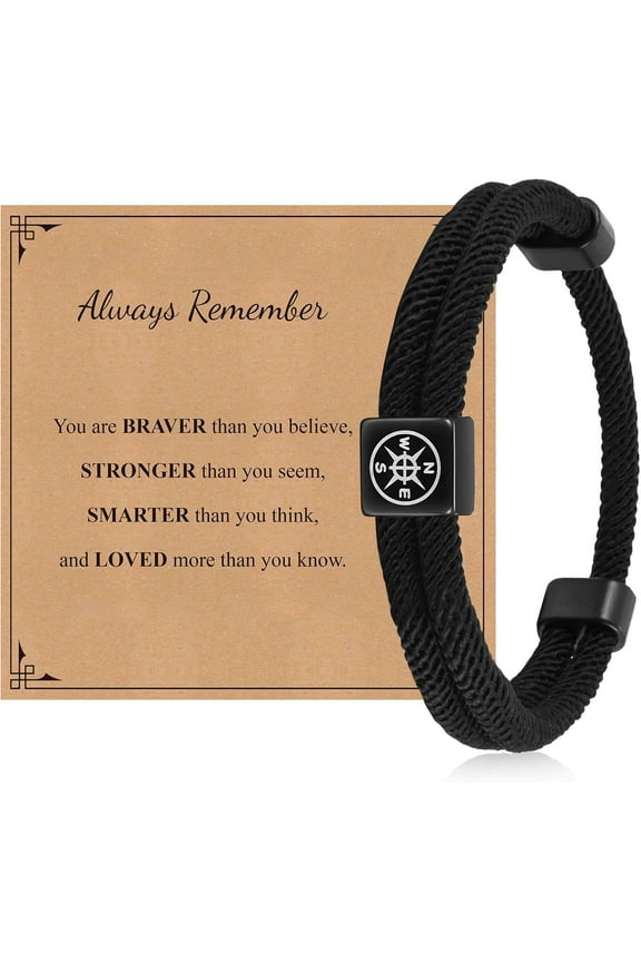 Men's Compass Bracelet 2025 Graduation Gifts for Him, College, High, Middle School Graduation Gift First Day of School Back to School Gift Ideas Christmas