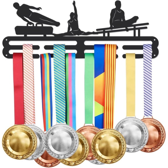 Men's Competitive Gymnastics Metal Medal Hooks Pommel Horse Parallel Bars Wall Storage Award Holder for DIY Gymnast Wall Medal Hanger Rack Frame for DIY Over 40 Medals Gift for DIY Athletes