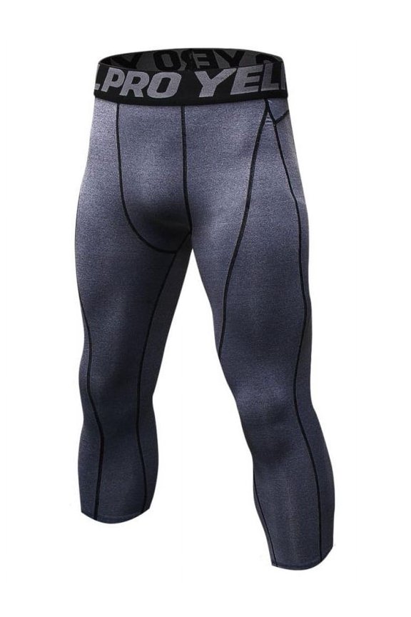 Men's Compression 3/4 Capri Pants Baselayer Cool Dry Sports Running Yoga Tights