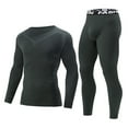 thumbnail image 1 of Men's Compression Athletic Sports 2 Piece Set Long Sleeve Breathable Quick-Drying Breathable Running Shirt & Tights for Fitness, 1 of 7