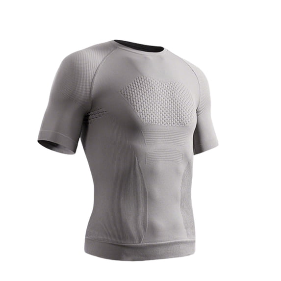 Men's Compression Bodybuilding Athletic T-Shirts Nylon Quick Dry Training Base Layer T Shirt, Short Sleeve Crew Neck Muscle Slim Fit Jacquard Textured Performance Tee for Workout