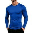 thumbnail image 1 of Men's Compression Fitness Top, Solid Color Long Sleeve Round Neck Shirt, Elastic Quick-Dry Base Layer For Gym & Training Blue 3XL, 1 of 8