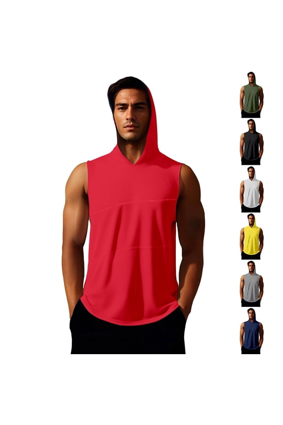 Mens Compression Hooded Vest Quick Drying Breathable Yoga Running Training Top