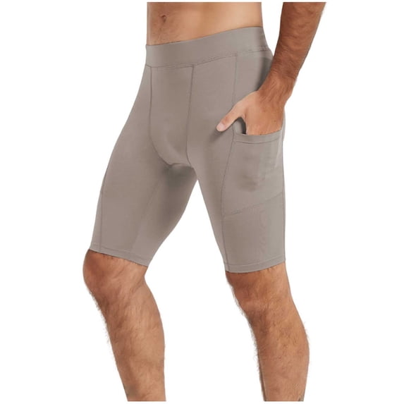 Men's Compression Legging Capris Cool Underwear Training Muscle Support Solid Legging Shorts with Pockets