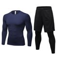 thumbnail image 1 of Men's Compression Long Sleeve Tops+ 2-in-1 Running Leggings Shorts Gym Shorts Sweatpants with Zipper Pockets Workout Set, 1 of 9