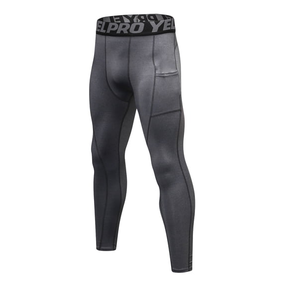 Men's Compression Pants 4-Way Stretch Quick Dry Moisture Wicking Breathable Gym Workout Tights Gray