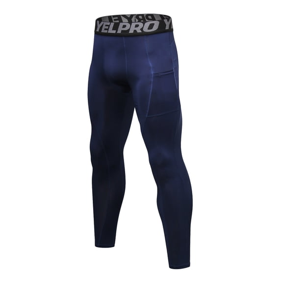 Men's Compression Pants 4-Way Stretch Quick Dry Moisture Wicking Breathable Gym Workout Tights Navy