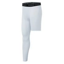 Men's Compression Pants Athletic Tight, Base Layer Bottoms for Running Workout (White M)