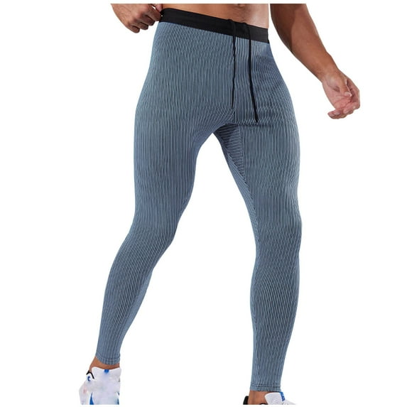 Men's Legging Pants Athletic Tight Solid-Color Elastic Sports Fitness Pocket Drawstring Yoga Full Length Pants Light Blue