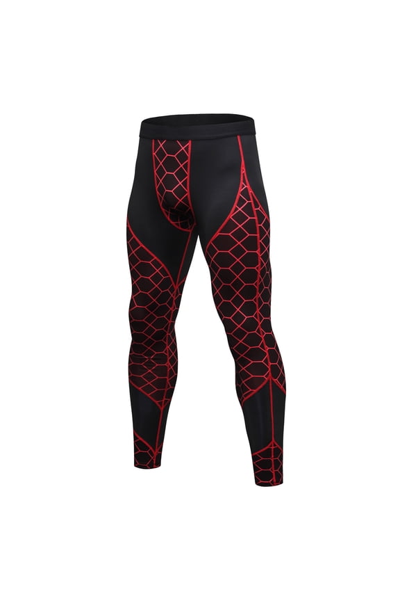 Men's Compression Pants, Cool Dry Athletic Workout Running Leggings Tights Size 2XL Red