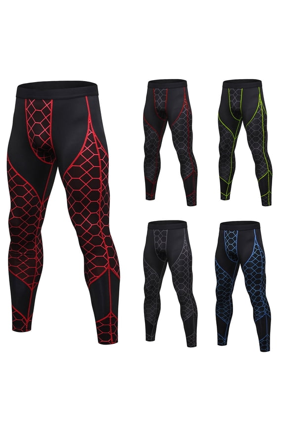 Men's Compression Pants, Cool Dry Athletic Workout Running Leggings Tights Size 2XL Red