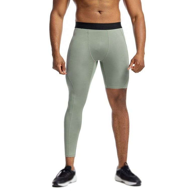 Men s Compression Pants Cool Dry Athletic Workout Running Tights Leggings with Pocket Light Green S Walmart