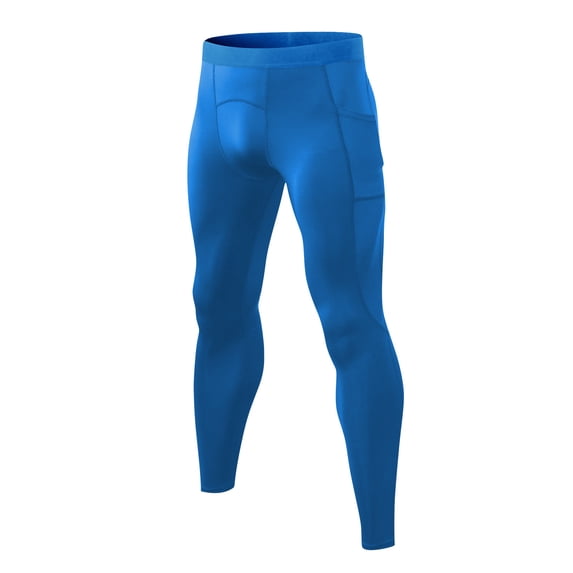 Men's Compression Pants Leggings Sports Tights Performance Athletic Baselayer Workout Running Size 2XL Blue