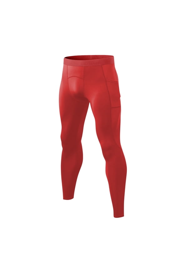 Men's Compression Pants Leggings Sports Tights Performance Athletic Baselayer Workout Running Size 2XL Red