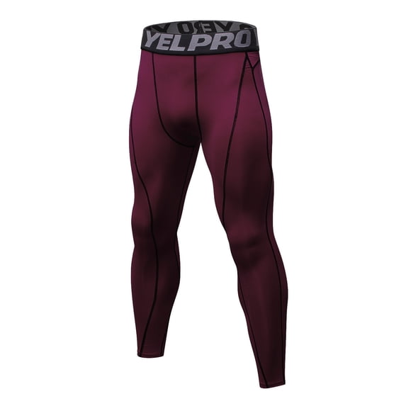 Men's Compression Pants, Performance Athletic Sports Leggings Gym Tights for Running Yoga Workout Sports Size 2XL Wine