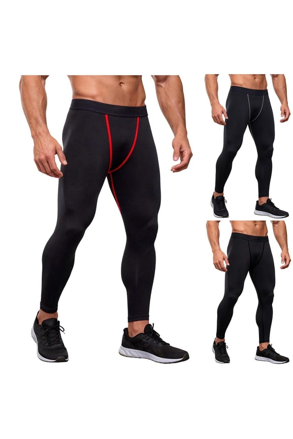 Men's Compression Pants Quick Dry High-Elastic Athletic Base Layer Cycling Tights Leggings for Running Yoga Basketball Size 3XL Red