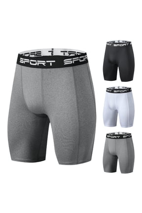 Men's Compression Running Shorts, Athletic Training Base Layer Wear, Solid Color Elastic 5" Inseam, Quick Dry Breathable, Gym Workout Fitness Jogging, Activewear | AESTIVO,Gray XL
