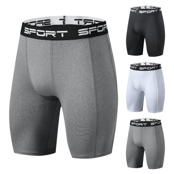 Men's Compression Running Shorts, Athletic Training Base Layer Wear, Solid Color Elastic 5" Inseam, Quick Dry Breathable, Gym Workout Fitness Jogging, Activewear | AESTIVO,White M