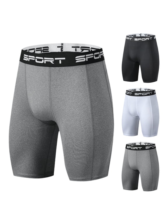 Men's Compression Running Shorts, Athletic Training Base Layer Wear, Solid Color Elastic 5" Inseam, Quick Dry Breathable, Gym Workout Fitness Jogging, Activewear | AESTIVO,Gray M