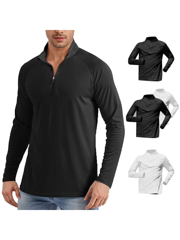 Men's Compression Running Top Long Sleeve Stand Collar Skinny Fit High Elasticity Sports T-Shirt Men's Fitness Gym Training Shirt Athletic Moisture Wicking Workout Gear | JASKFLY,White S