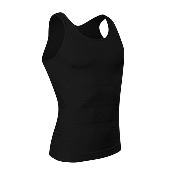 Men's Compression Shaper Tank Top with Double-Layer Abdomen Support - Slimming Workout Shirt for Calorie Burning & Body Sculpting (80% Polyester + 20% Spandex)